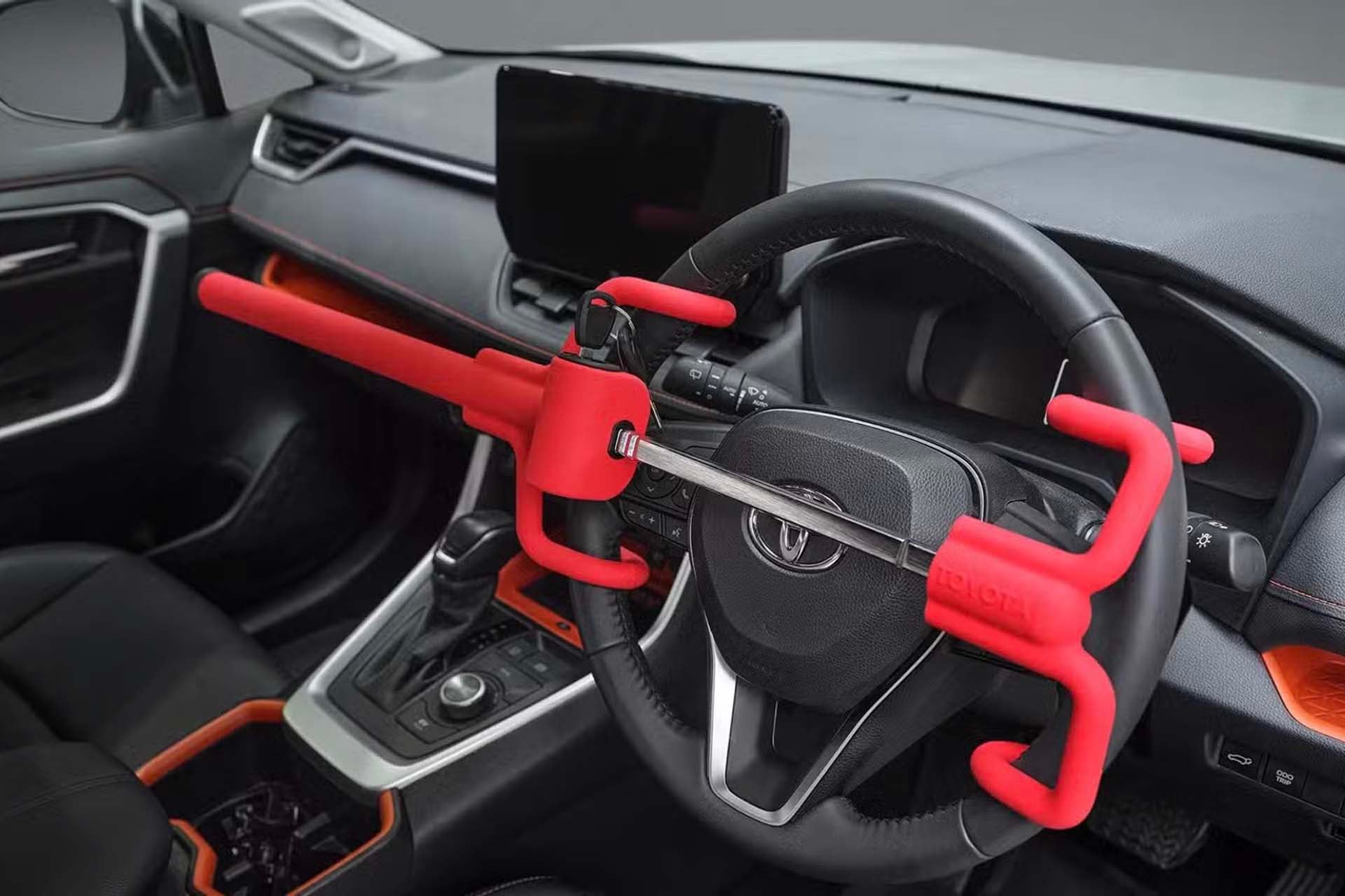 red steering wheel lock
