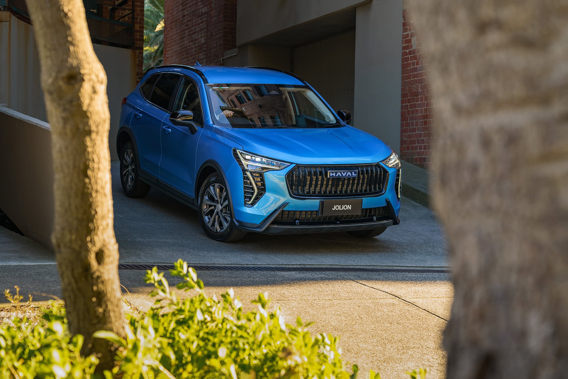 Blue Jolion in the driveway