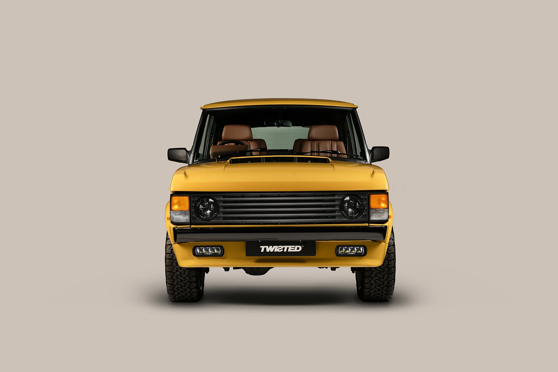 Twisted Range Rover on white background