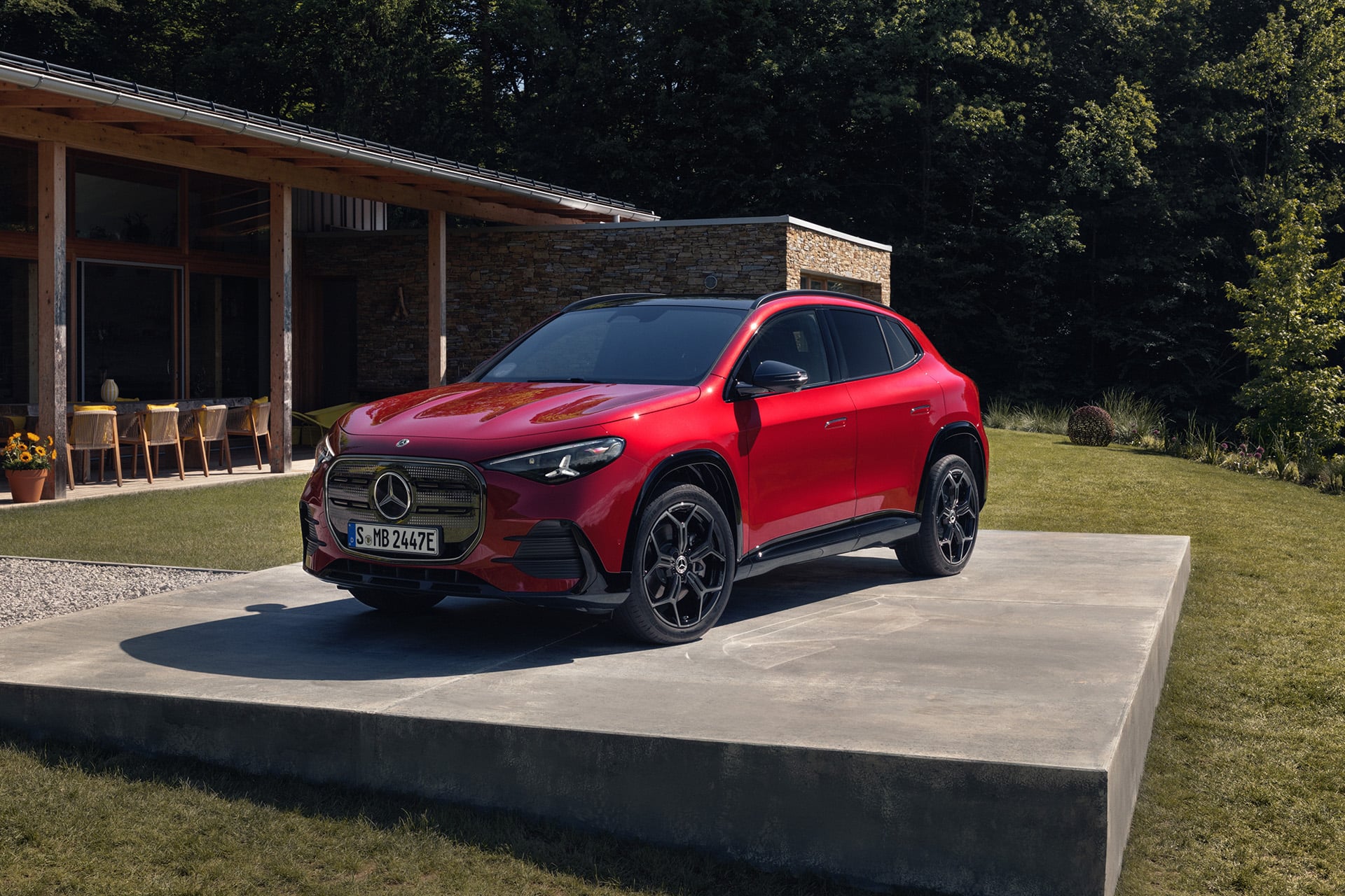 GLA in red on concrete pad