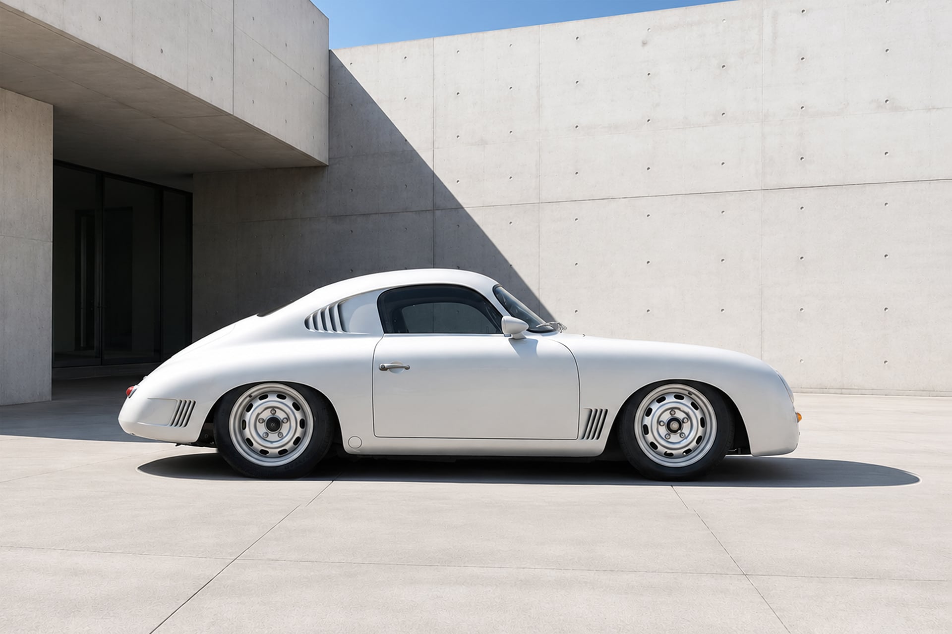 Silver 356 in front of a concrete wall