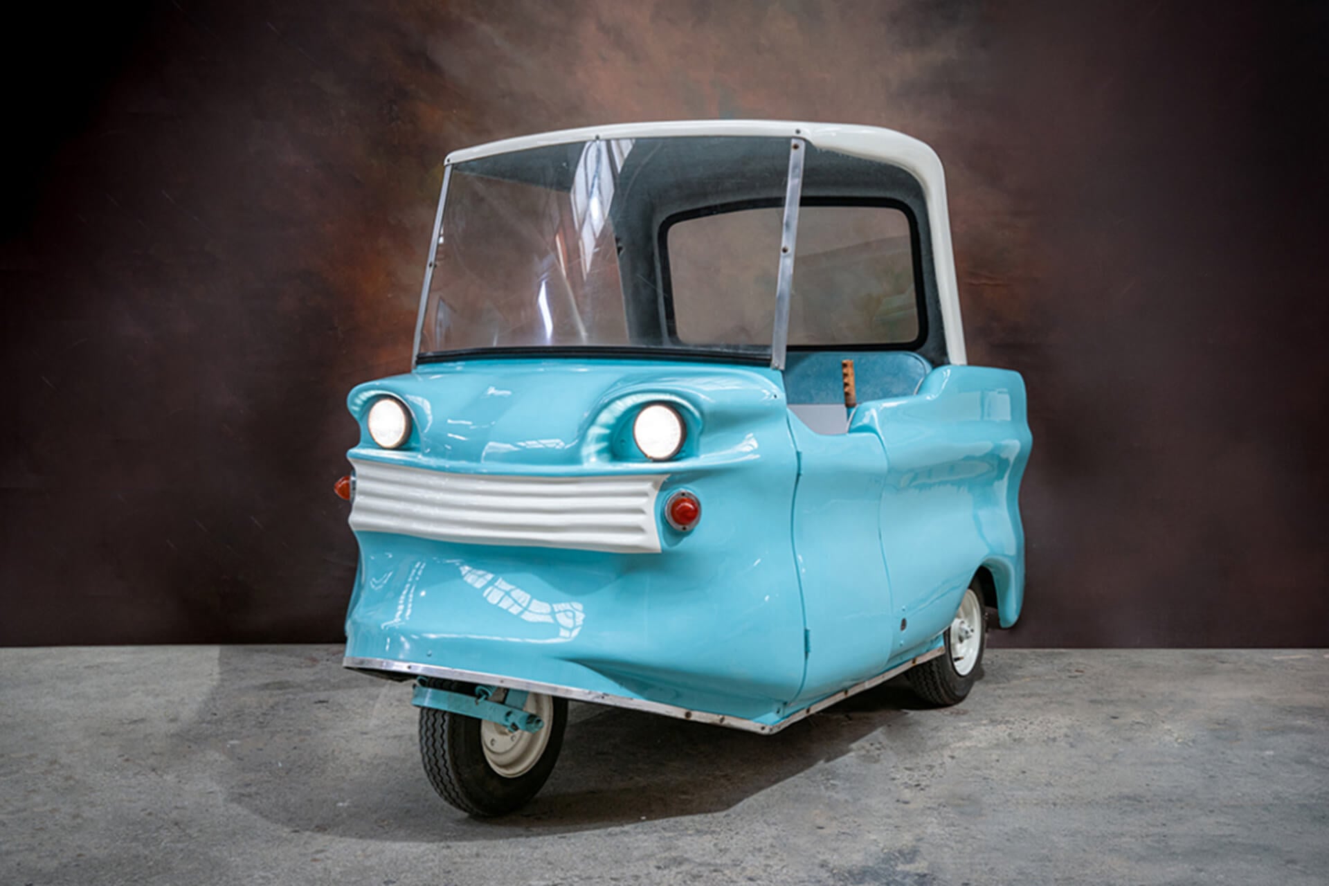 blue electric car from 1960