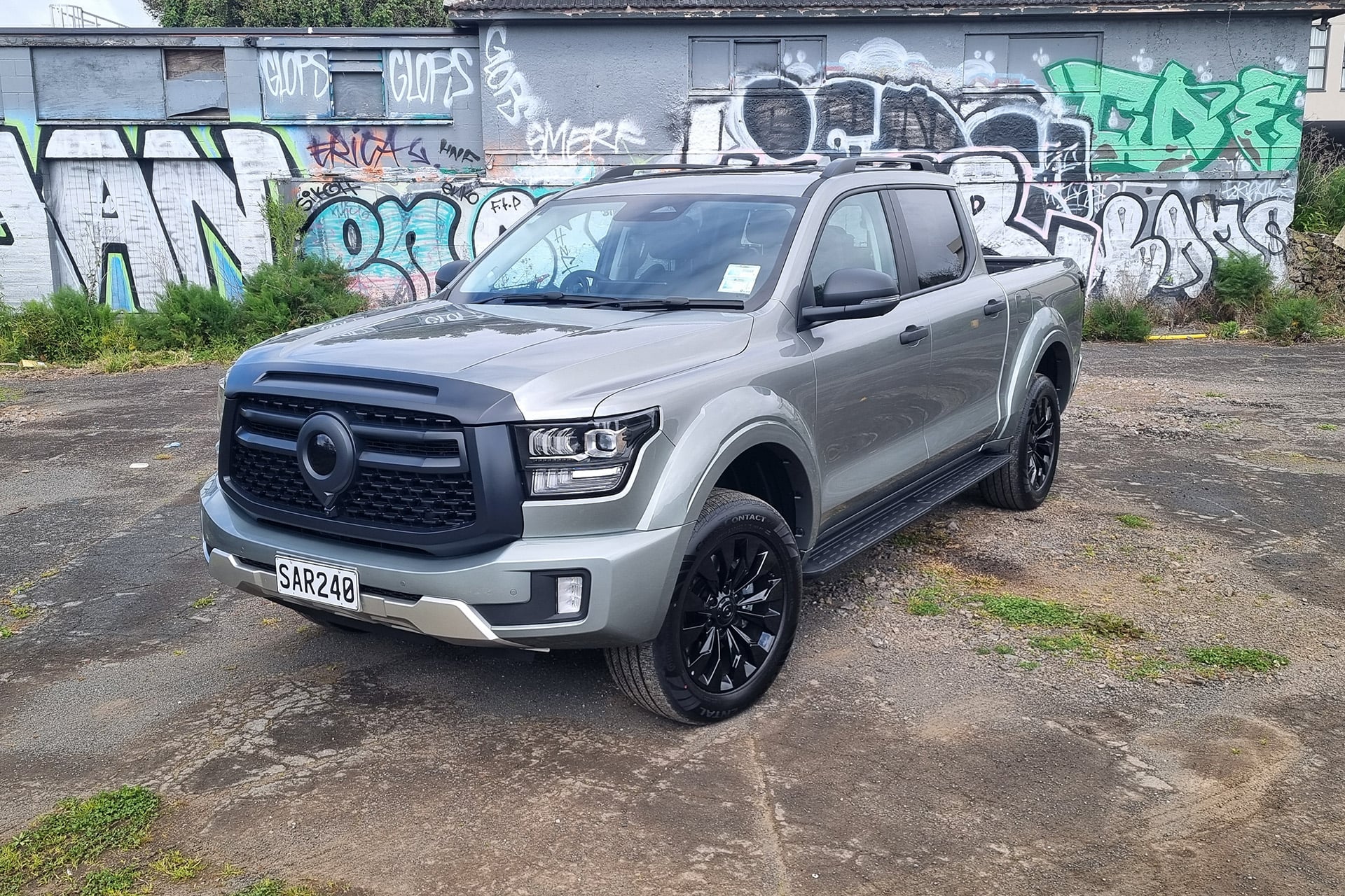 GWM Cannon Alpha in silver in front of graffiti