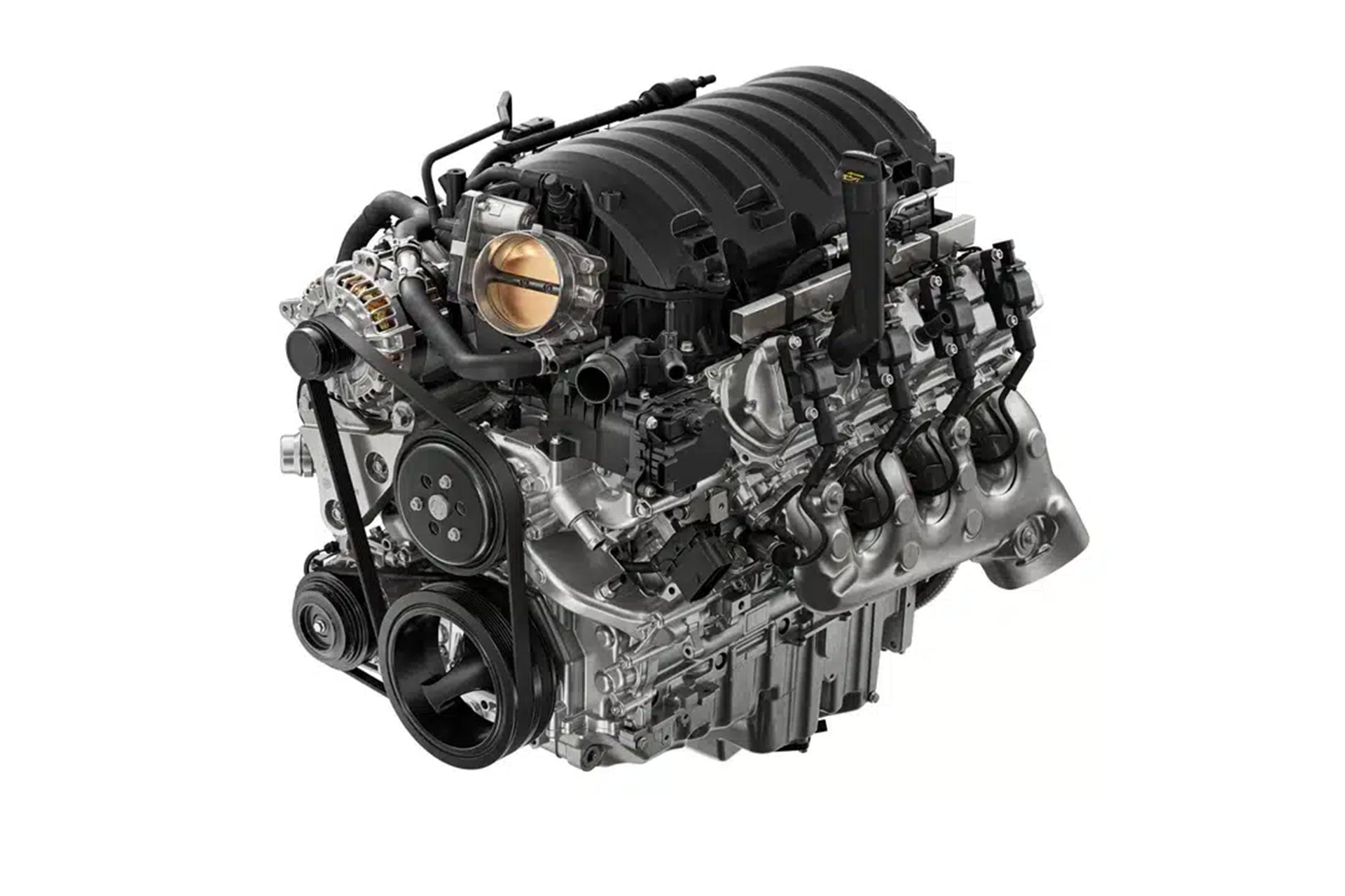 A V8 on a white background