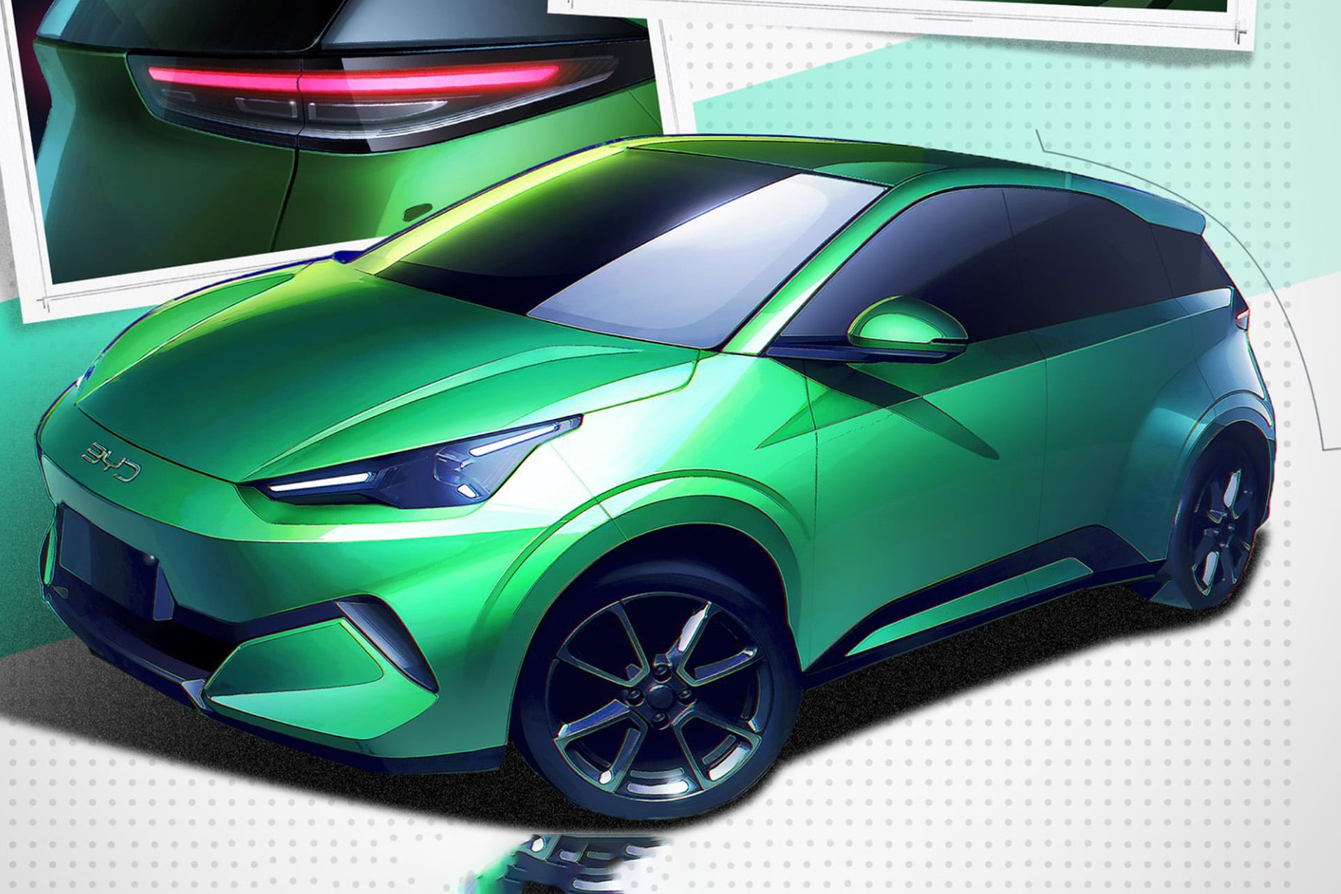 a sketch of a green byd
