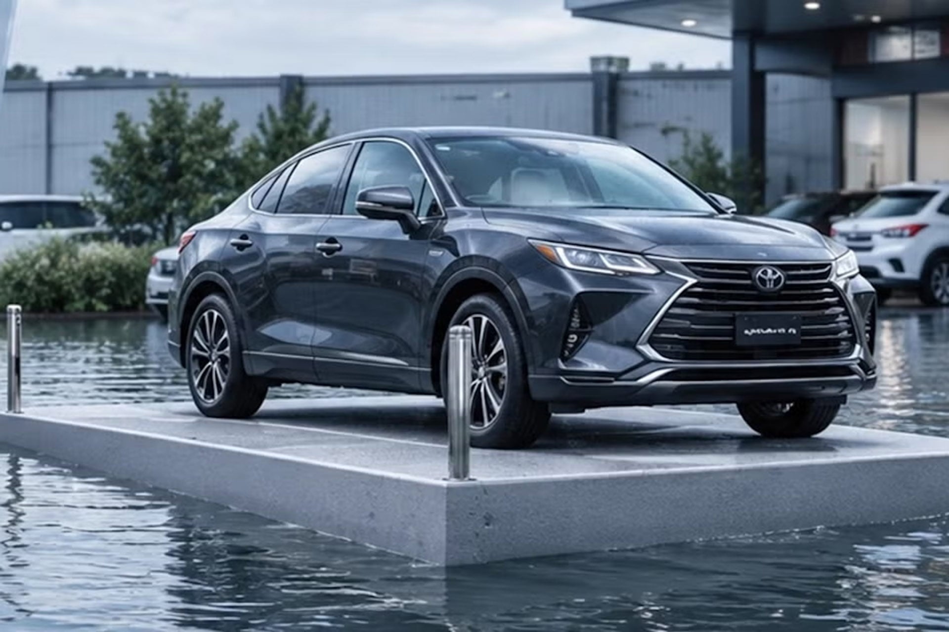 car floating on water