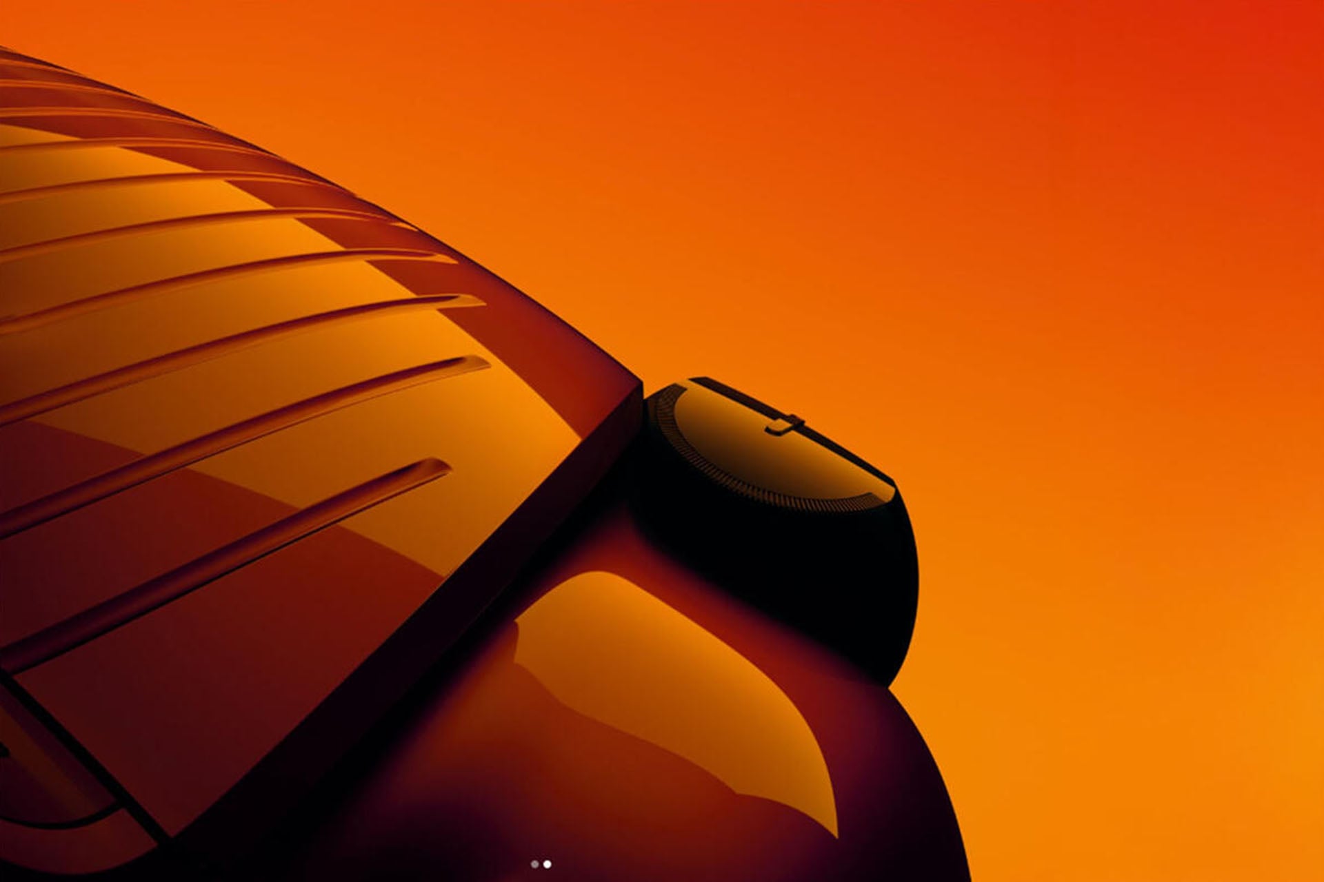 bonnet of an orange car with an orange background