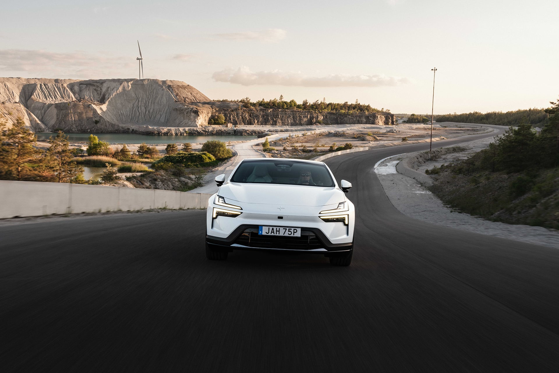 white polestar on track