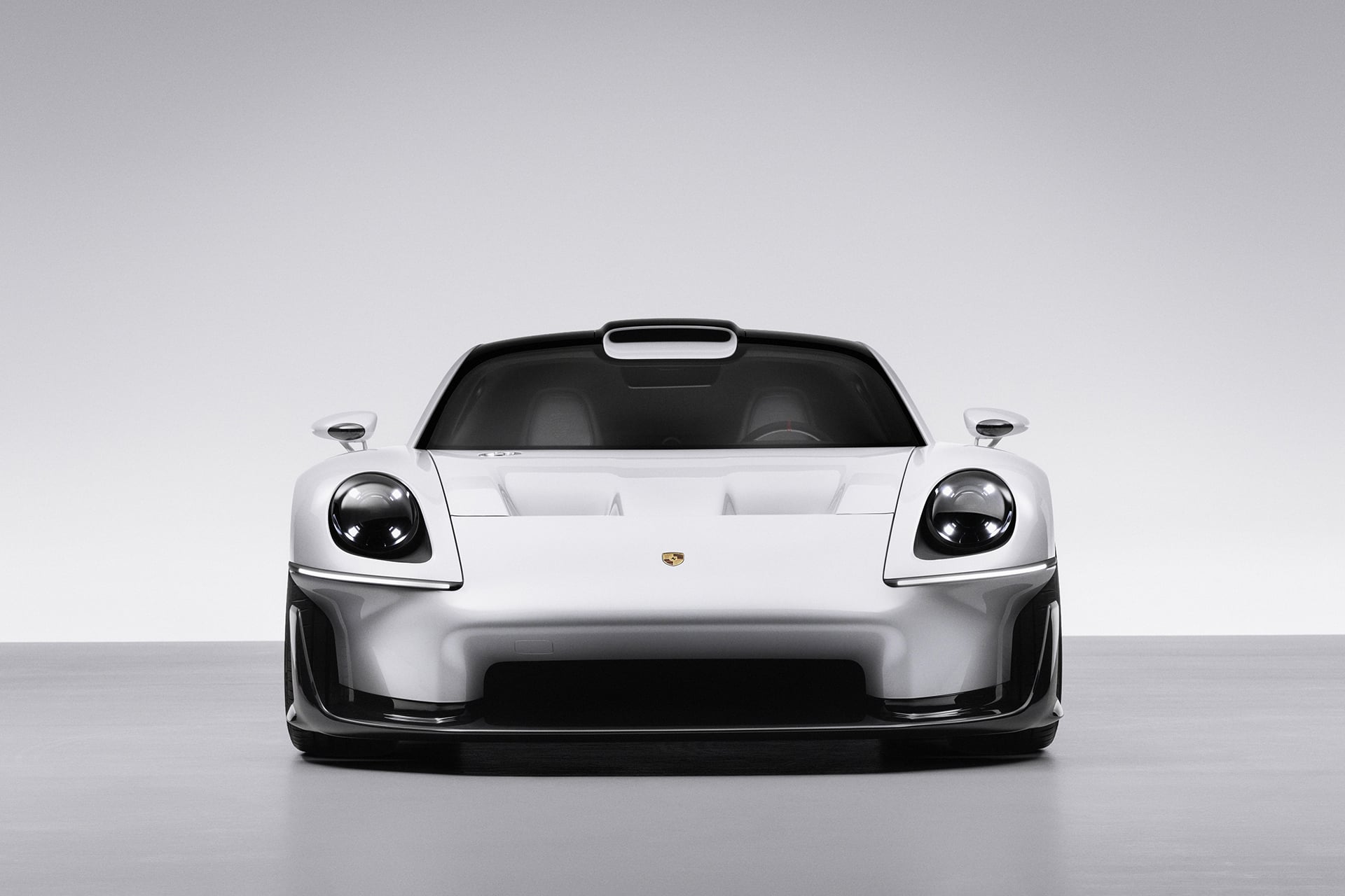 White Porsche on white background