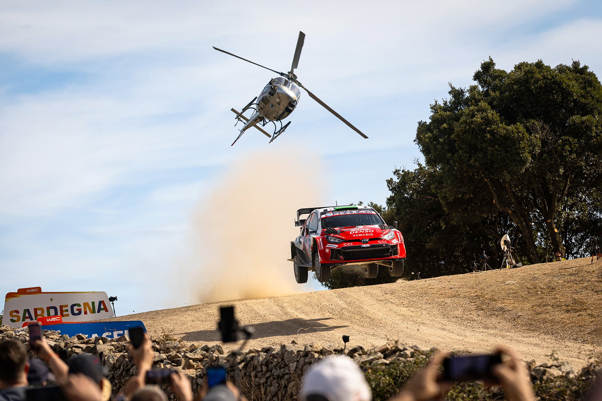 Toyota being chased by helicopter