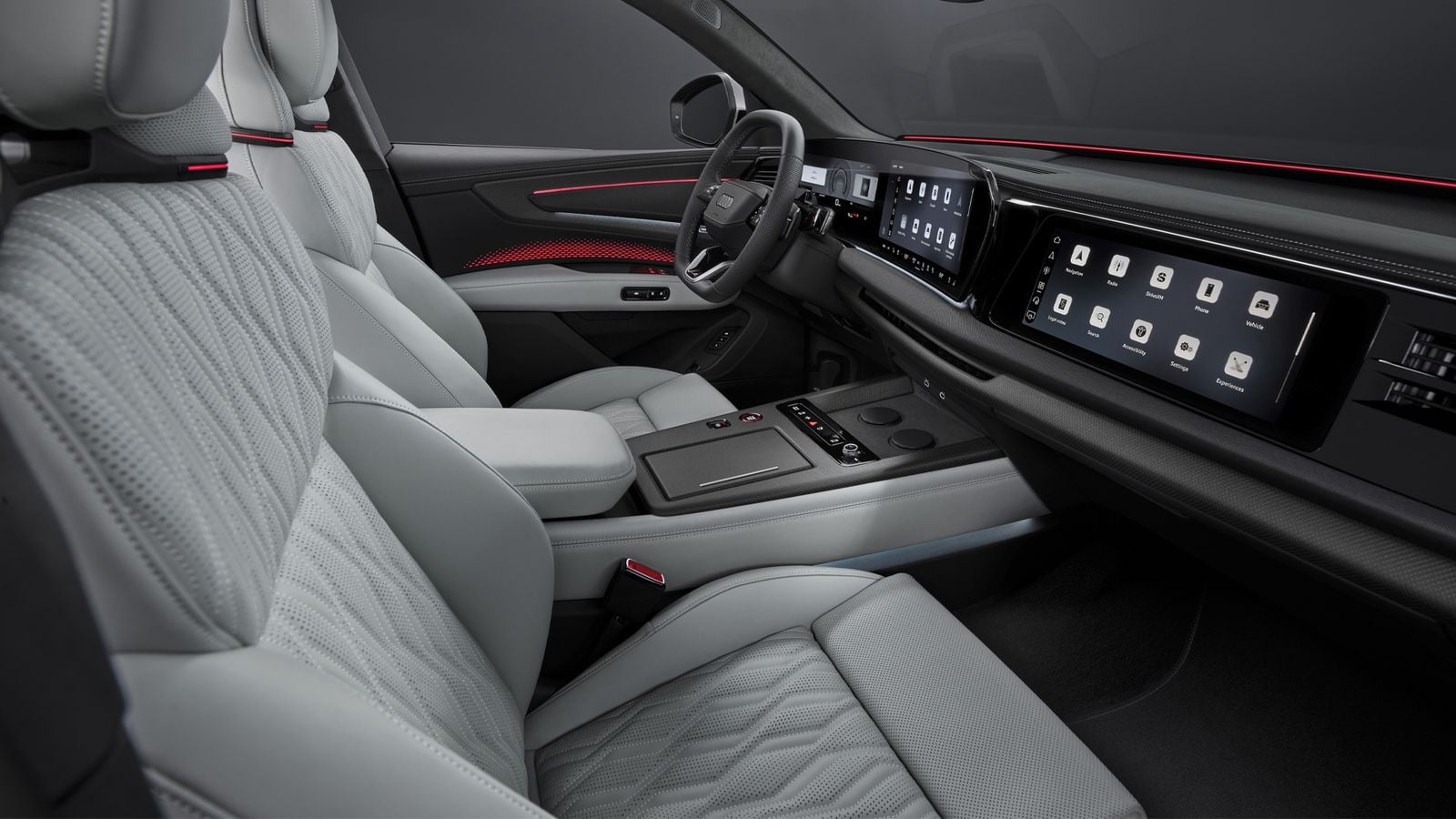 Audi Q9 interior with Nappa leather front seats and MMI displays