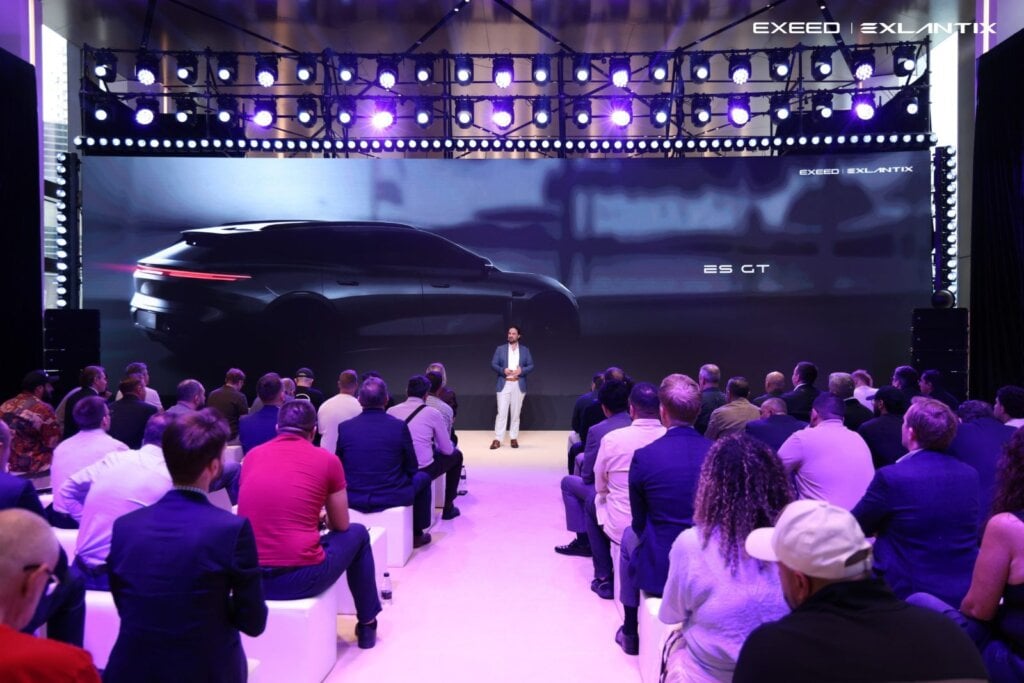 Exeed exterior design manager Christos Pavlidis presenting the ES GT