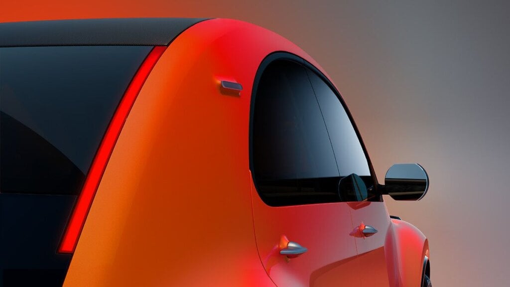 Curved roofline and black tailgate of the Citroën 2 CV Concept