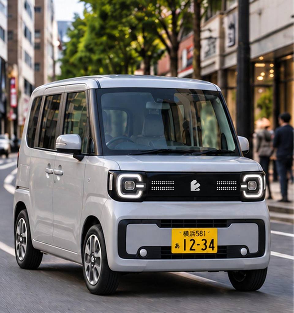 AI-generated impression of the city version of the Emta kei car from the front
