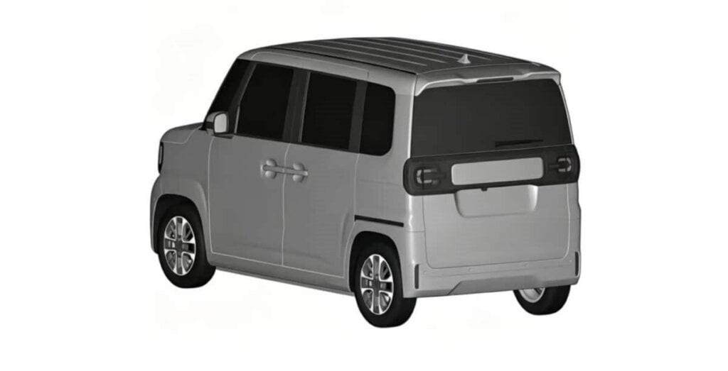 Patent drawing of the city version of the Emta kei car from the rear