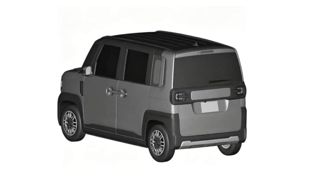 Patent drawing of the rugged version of the Emta kei car from the rear