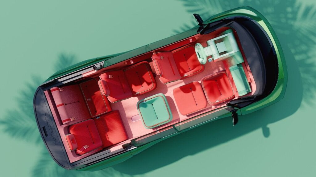 Overhead view of the Fiat Multiplay concept 6+1 seat cabin