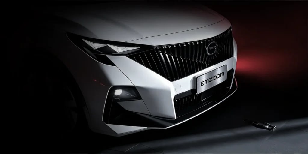 LED headlight and grille detail on the GAC EMZOOM Lite
