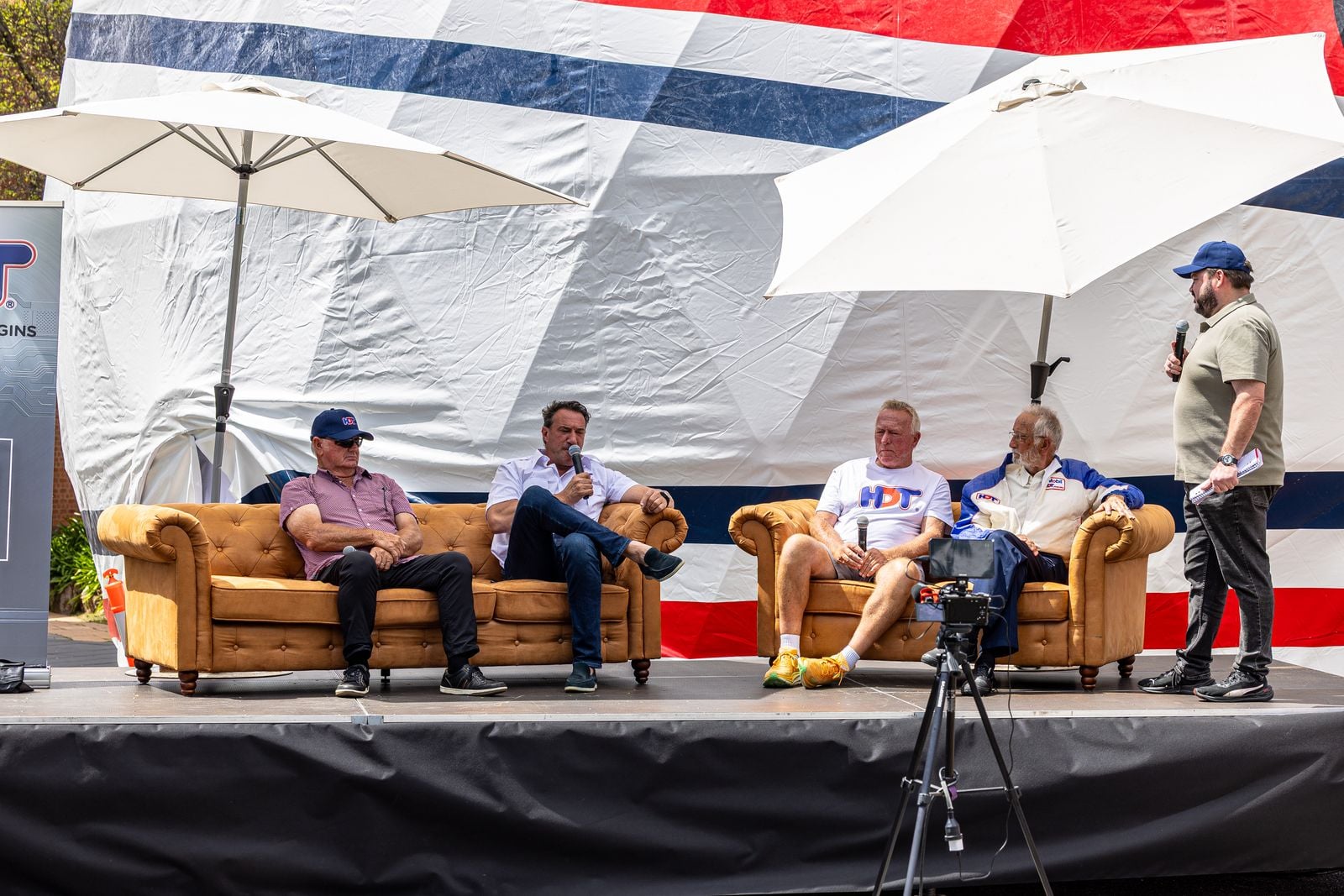 Former HDT race team members on stage at the HDT launch event in Bathurst
