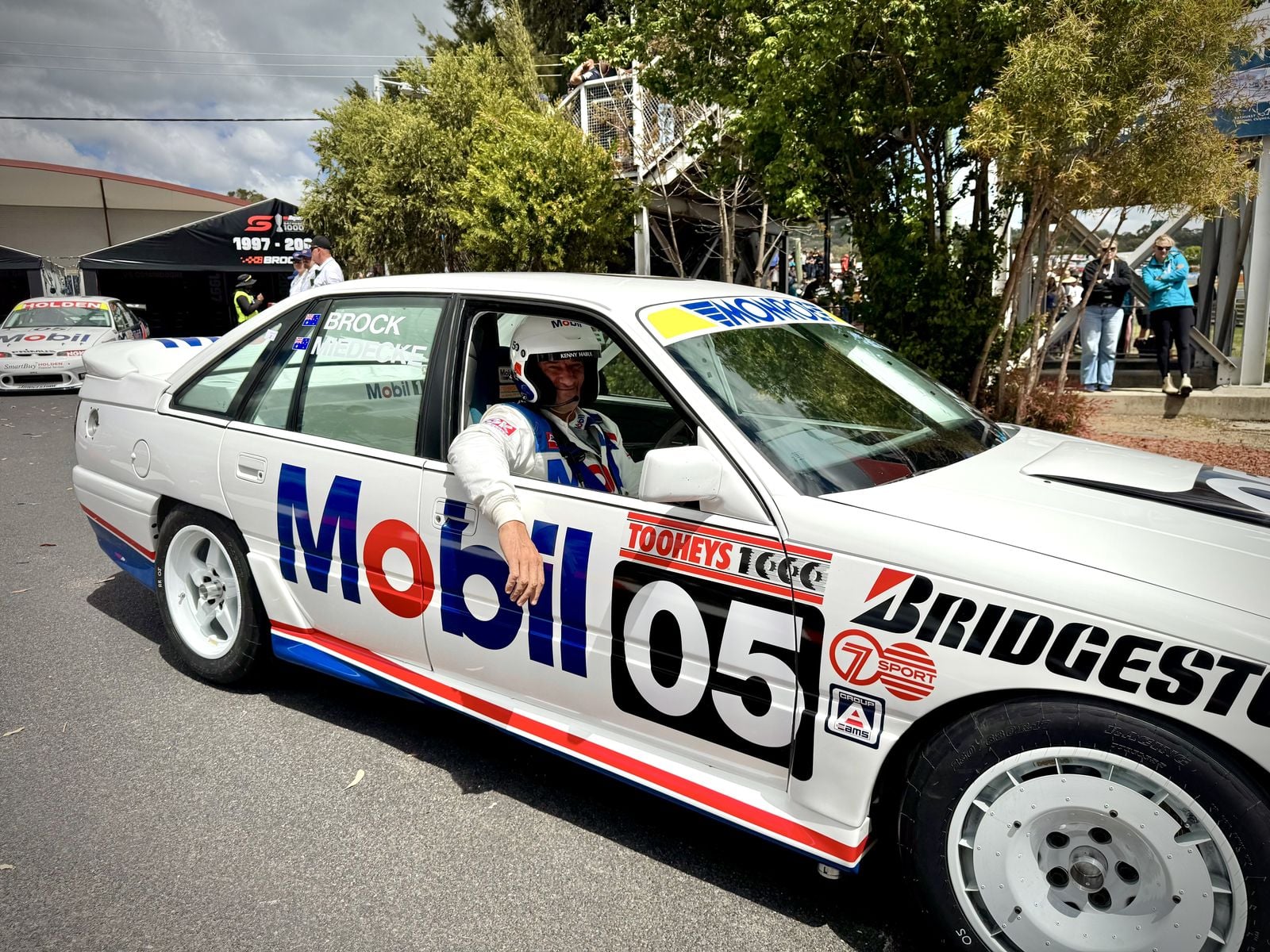 A Mobil-liveried HDT VL Commodore Group A race car at Bathurst