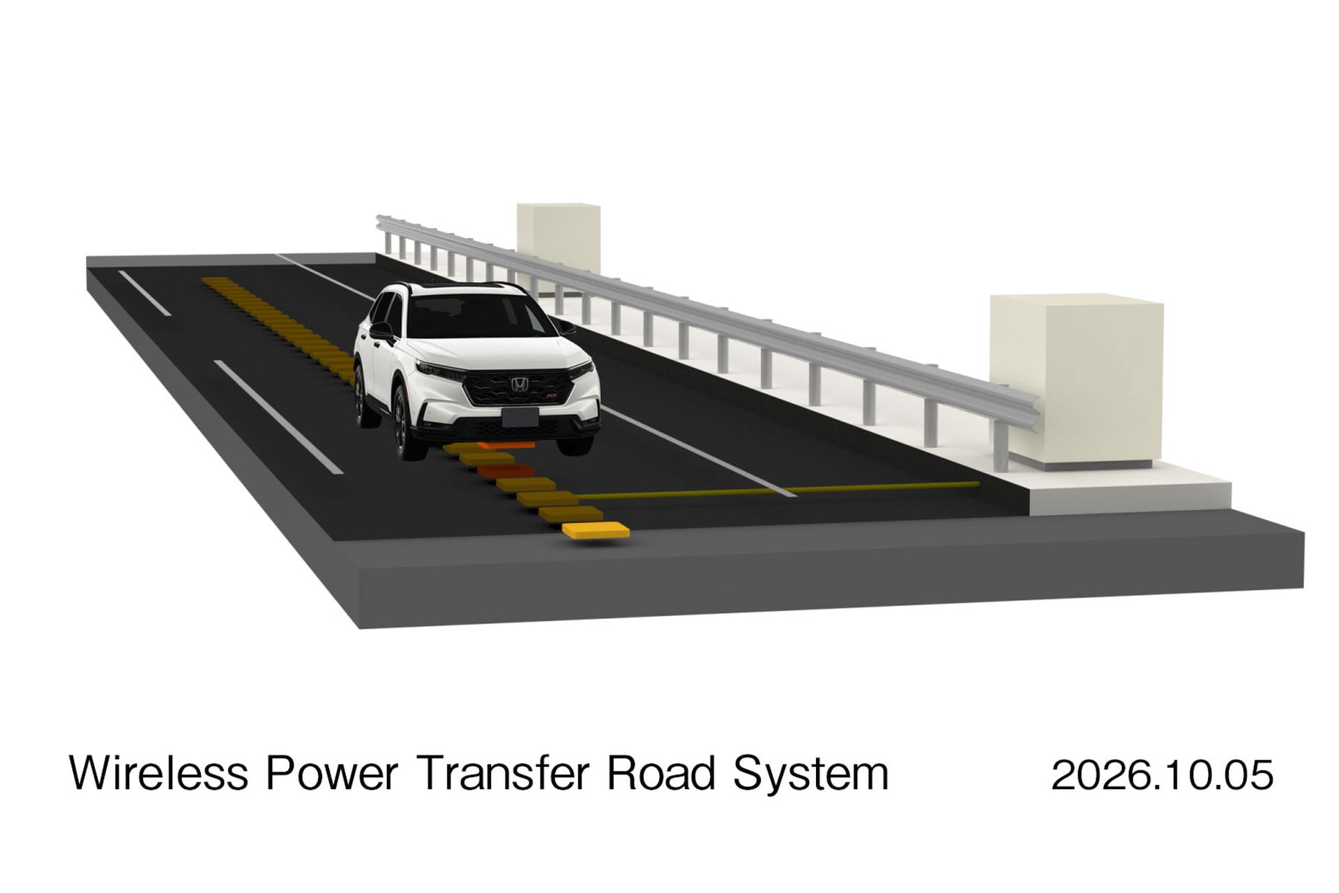 white EV on a black road