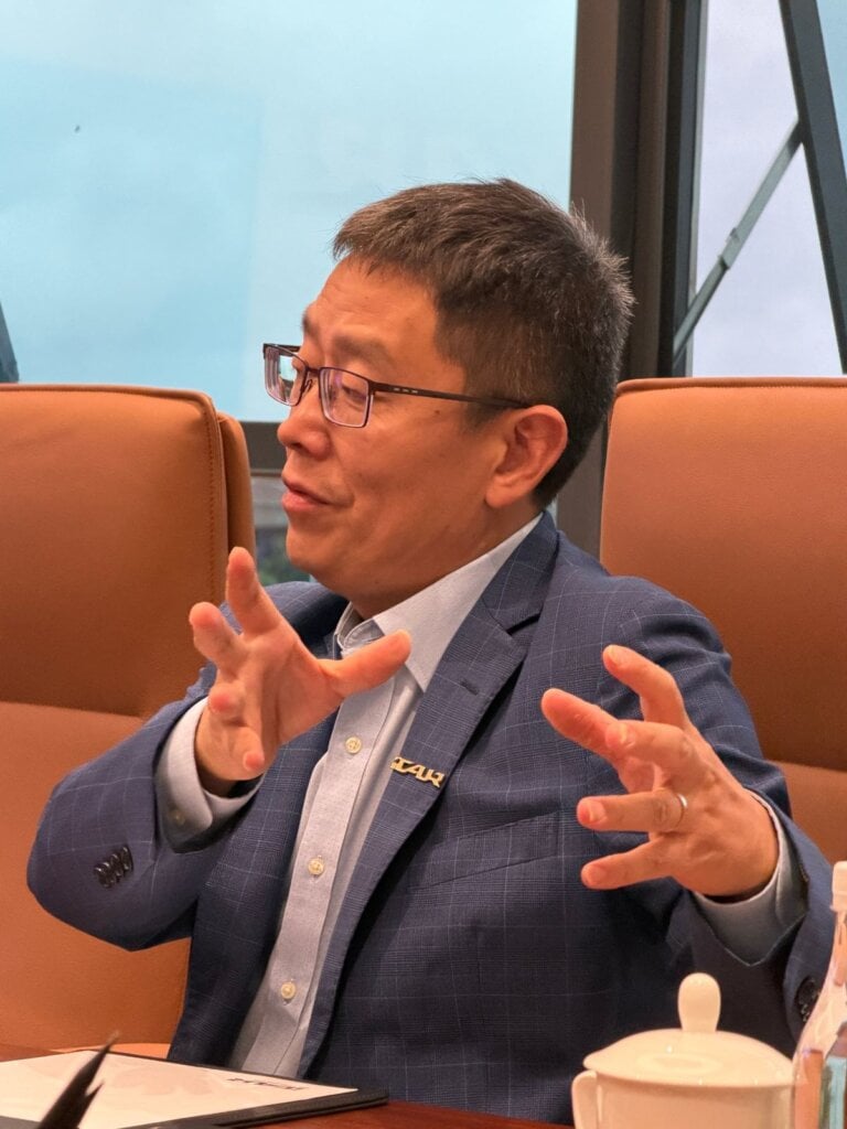 Ma Yongdong, iCAUR chief technology officer, speaking at a media round table in Wuhu