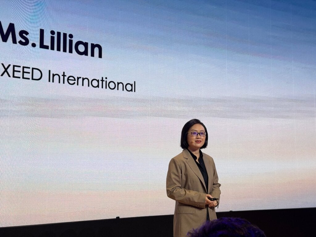 Lilian Xiong, CEO of Exeed and Exlantix International, speaking in Shanghai