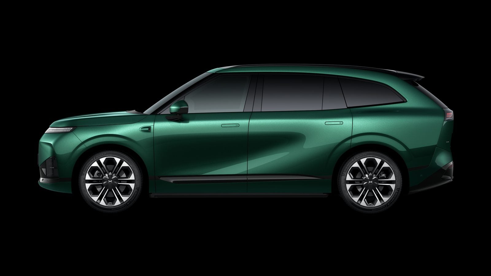 Green XPeng G9L side profile