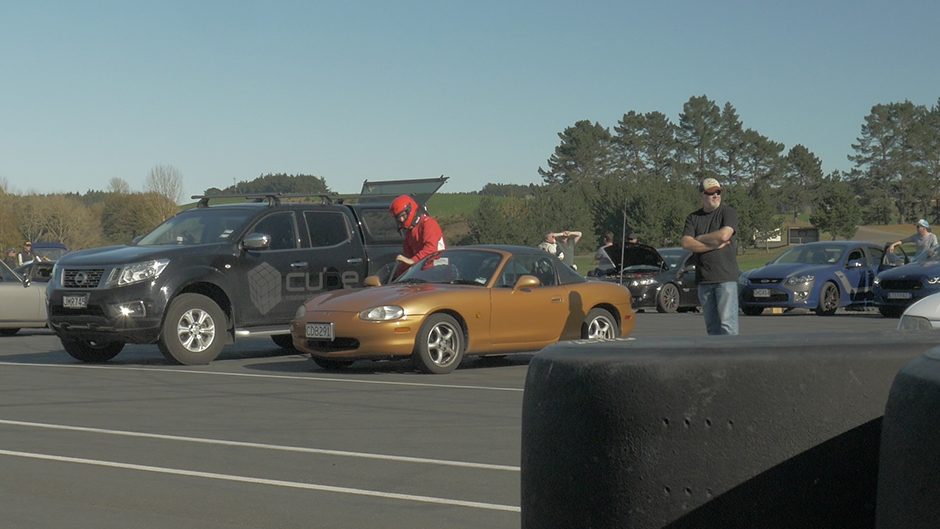 1998 Mazda MX-5 in pits at race track