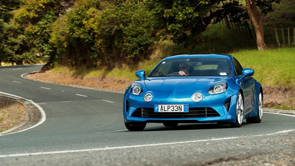 2018 Alpine A110 driving on windy road