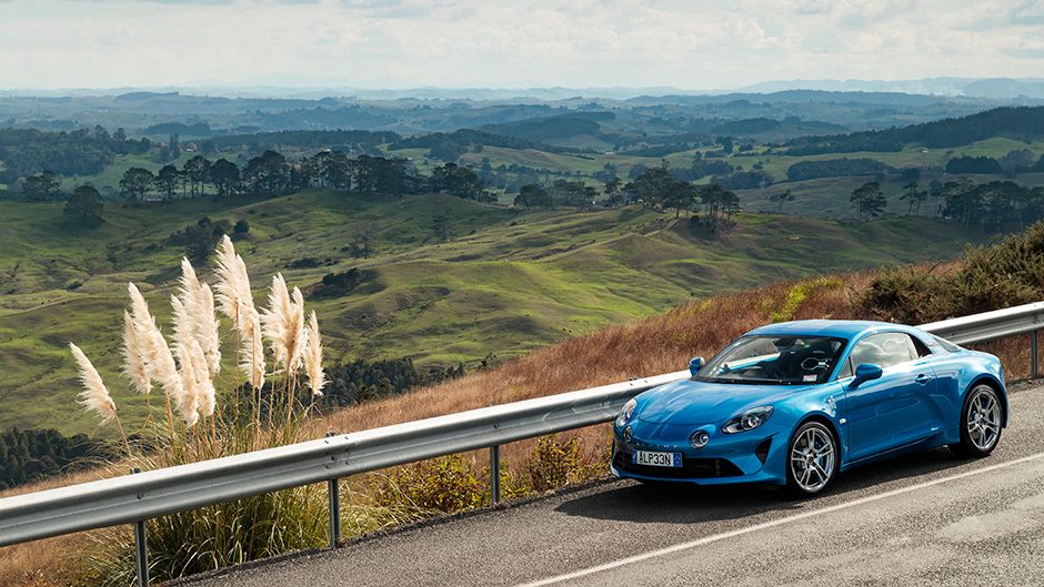 2018 Alpine A110 parked on hilltop