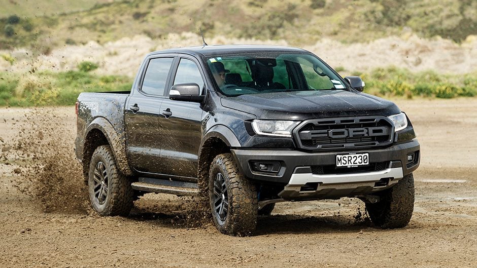 Ford Ranger Raptor spraying sand