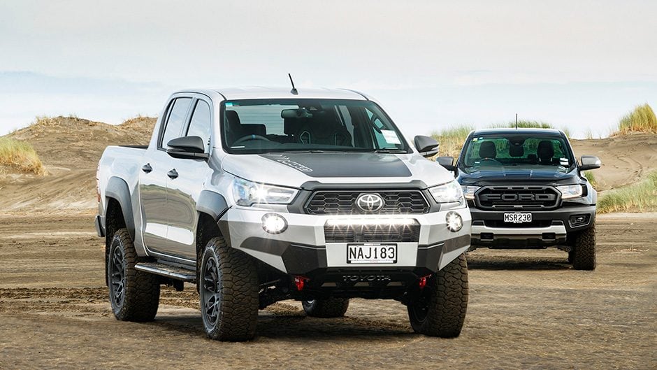 Toyota Hilux Mako with Raptor behind