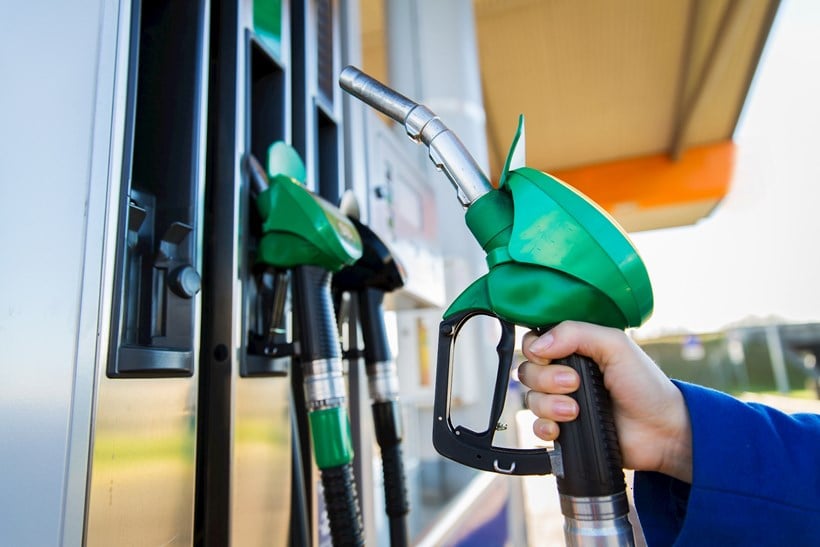 Person holding petrol pump nozzle