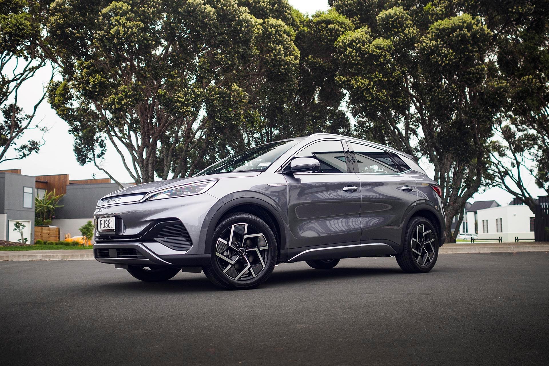 2022 BYD Atto 3 Extended Range review parked in front of trees
