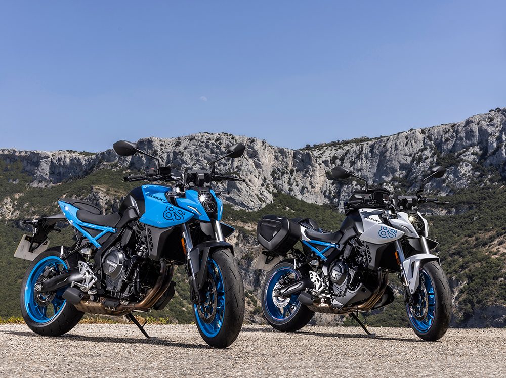 Suzuki GSX-8S in front of mountains