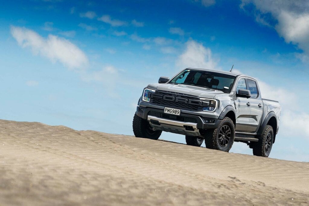 Ford Ranger Raptor on top of dune