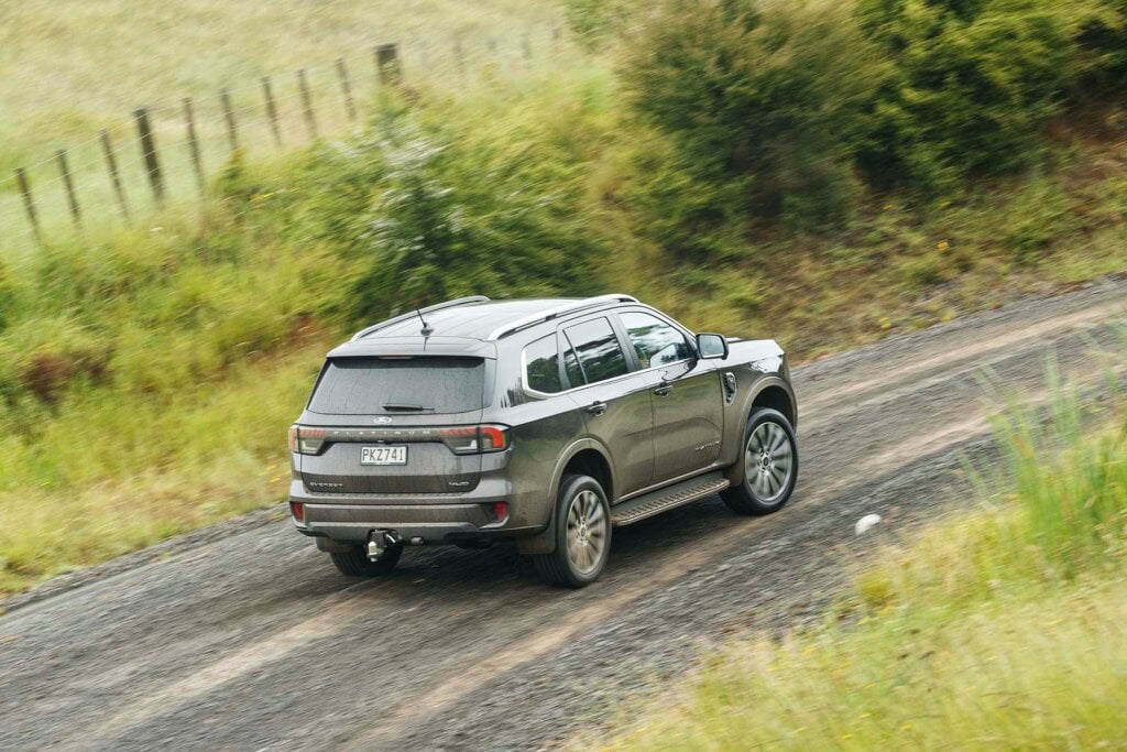 Ford Everest Platinum driving on gravel road