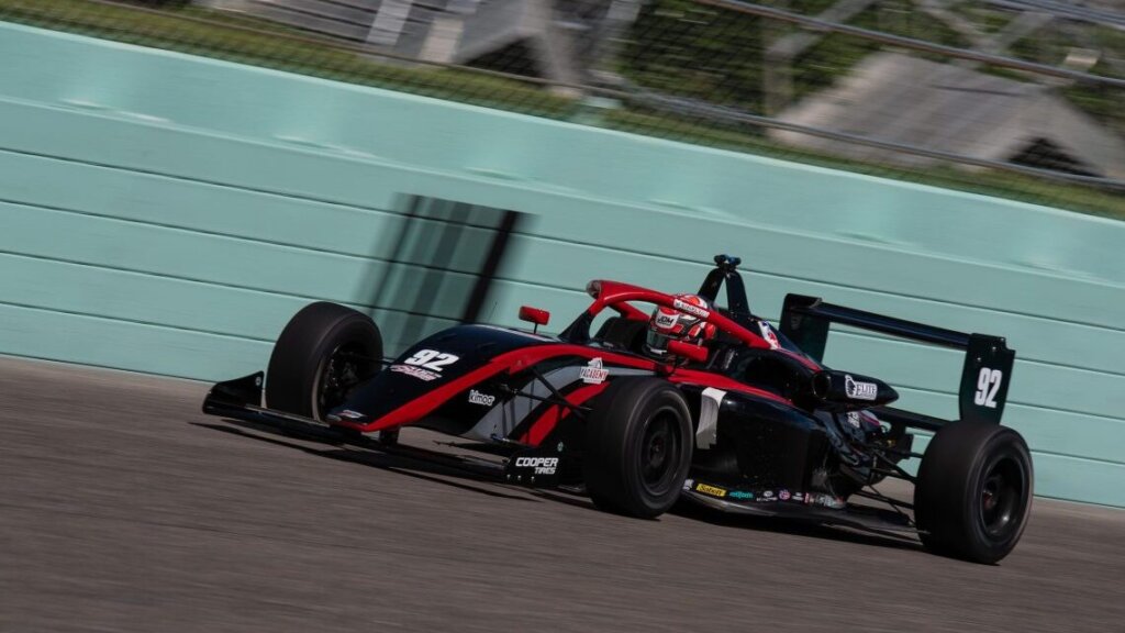 Jacob Douglas racing USF2000 car on track