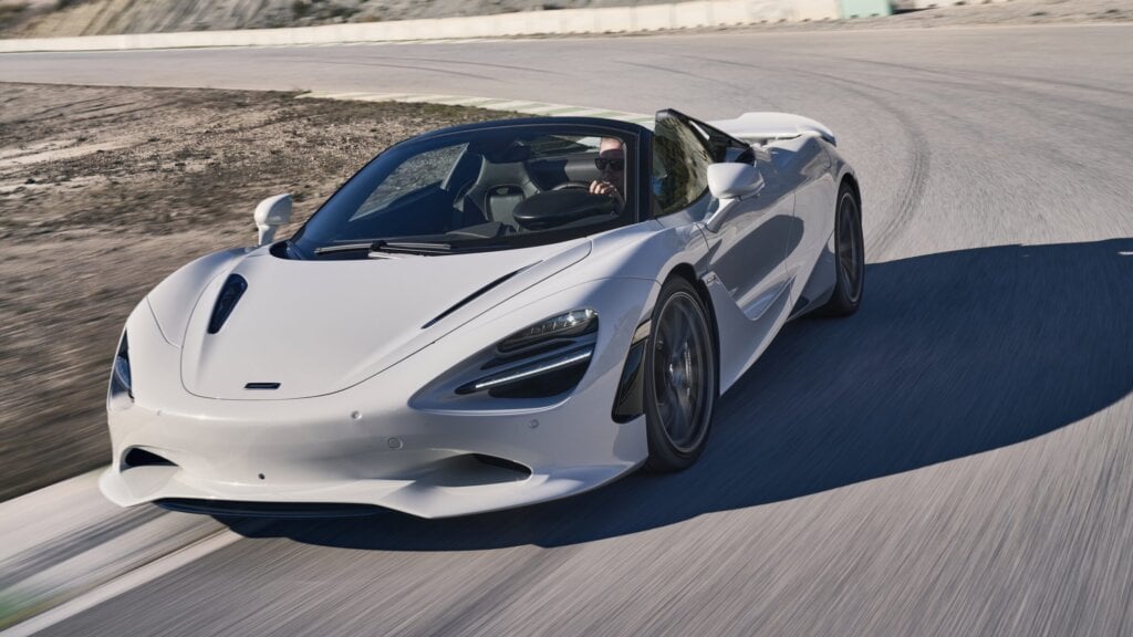McLaren 750S Spider driving on track