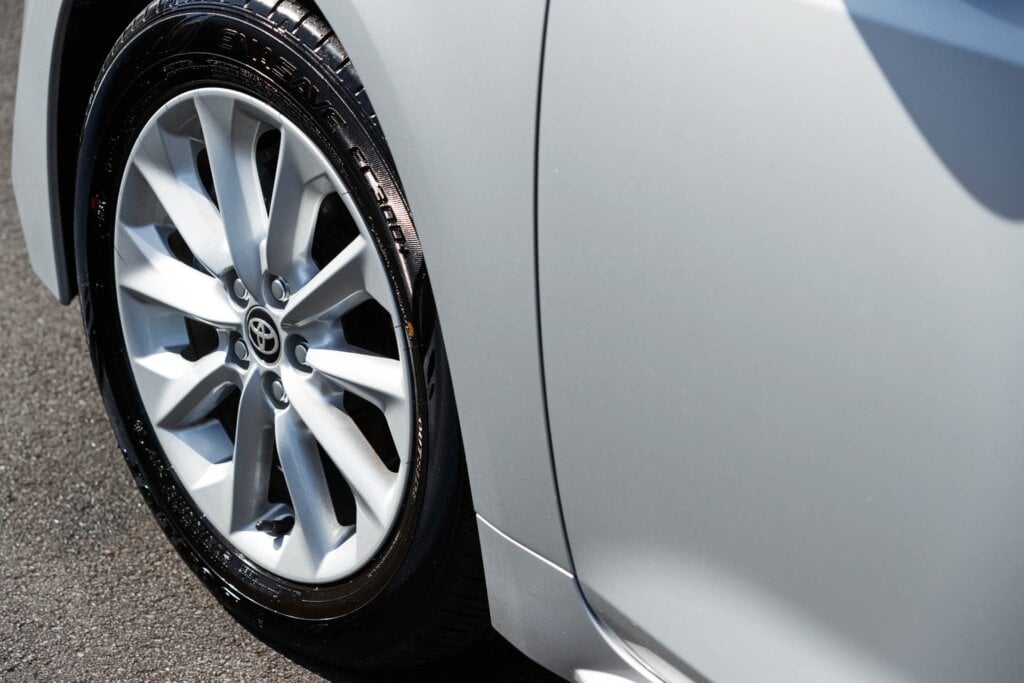 Close up wheel shot of the new Corolla Wagon