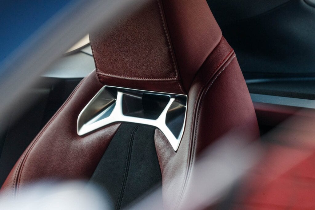 Red leather seat in the Toyota GR Supra