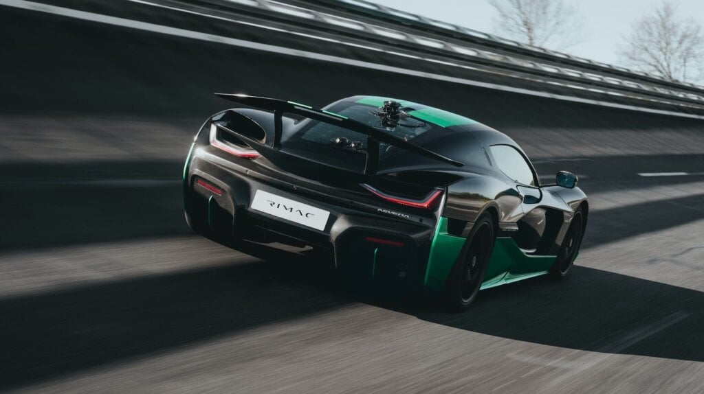 Rimac Nevera on banked test track