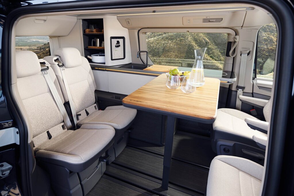 Volkswagen California Concept camper rear seats and table