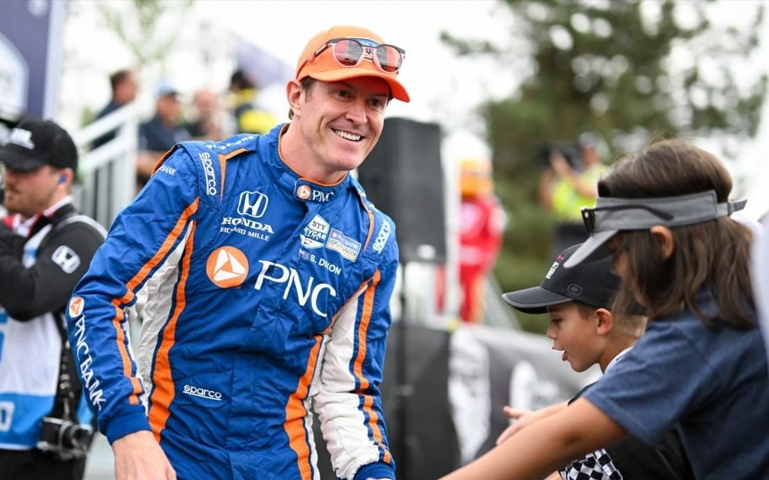 Scott Dixon greeting fans at Grand Prix of Monterey 2023