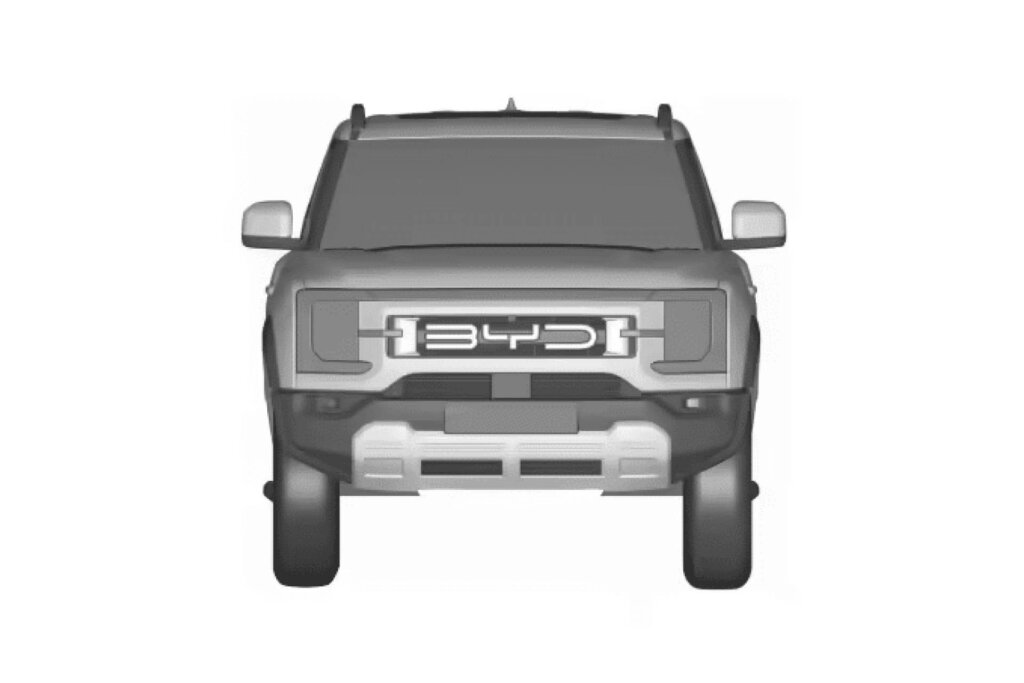 BYD electric ute patent rendering front view