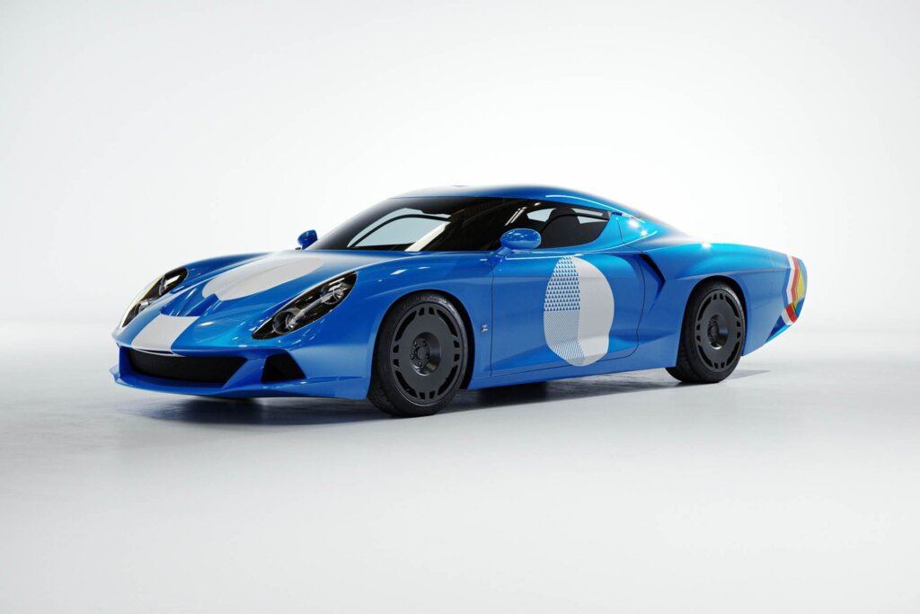 Alpine AGTZ Twin Tail front three quarter view with homage livery