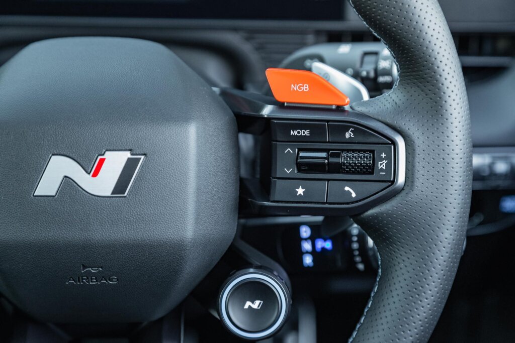 Steering wheel detail of the Hyundai IONIQ 5 N