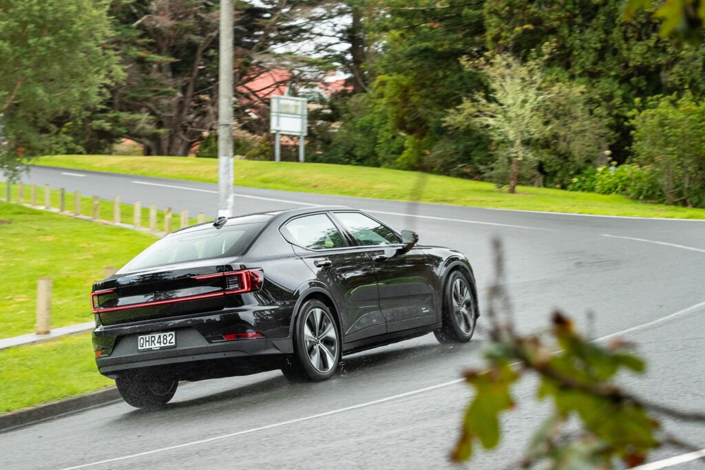 rear cornering shot of the 2024 Polestar 2 Long Range