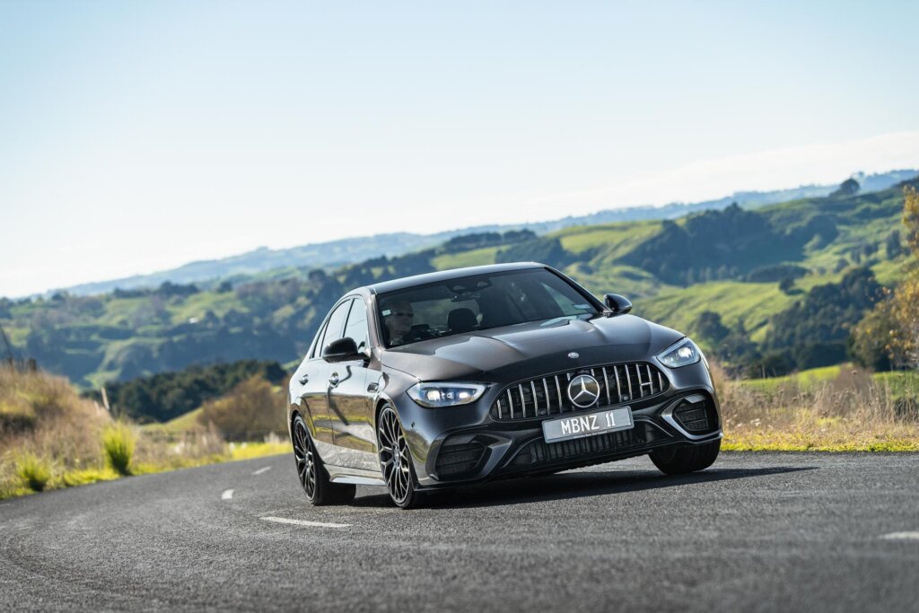 AMG C 63 cornering in the countryside